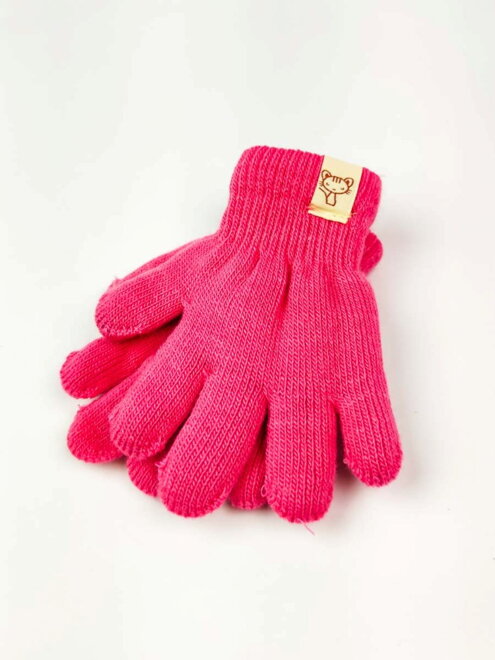 Jednofarebné dievčenské rukavice ružové