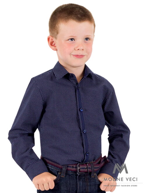 Detská chlapčenská košeľa VS-PK-1721-B tmavo-modrá SLIM-FIT