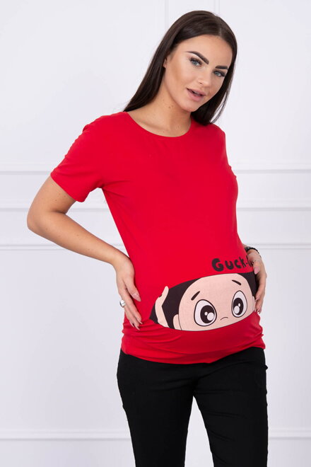 Dámske tehotenské tričko červené 2992