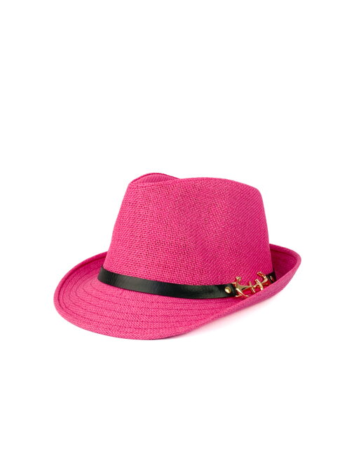 Pánsky slamený klobúk vo fuchsiovej farbe 18-79