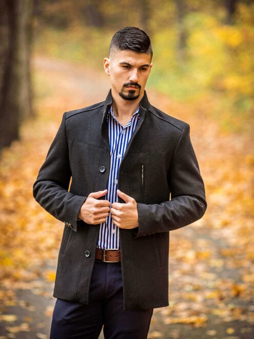 Luxusný pánsky kabát čierny 