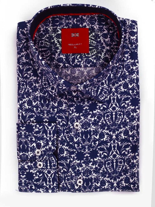 Pánska košeľa 24-021 so zaujímavým modrým vzorom