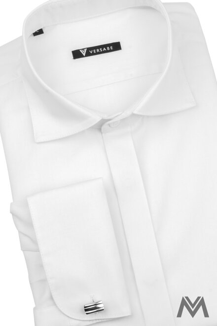 Klasická biela matná košeľa s krytým zapínaním v strihu  VS-PK-1715