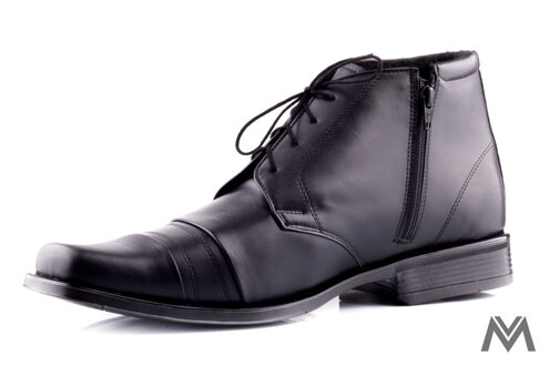 Elegantné kožené topánky pre muža na zimu 0703 čierna