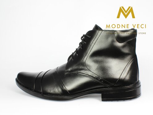 Elegantné kožené topánky pre muža na zimu 85-4b čierna