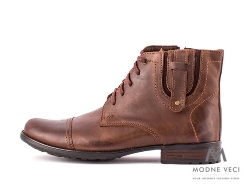 Pánske elegantné kožené topánky zimné 87-C hnedé