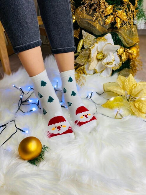 Vianočné ponožky stromček biele
