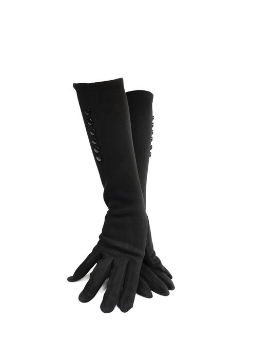 Dámske flisové rukavice  dlhé 38 cm - čierne