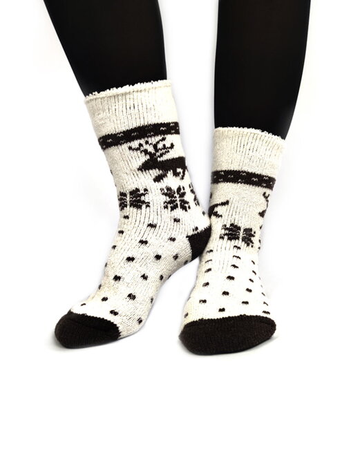 Vianočné dámske ponožky sobík biele
