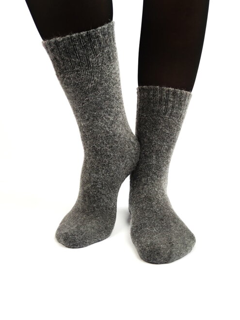 Vlnené dámske ponožky sivé tmavé melírované