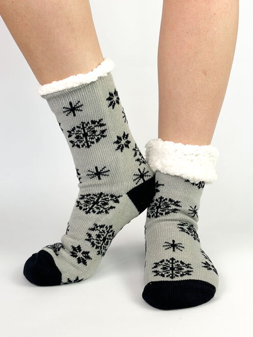 Dámske ponožky sivé s vločkami L26031