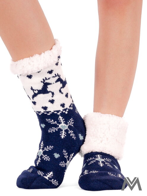 Dámske termo ponožky snehová vločka tmavomodré