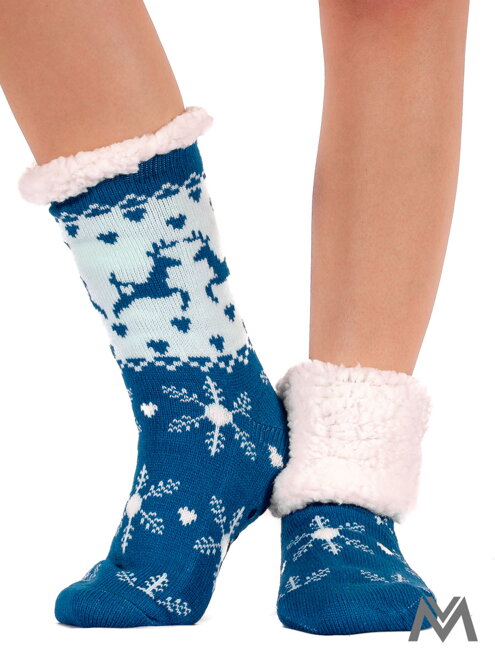 Dámske termo ponožky snehová vločka tyrkysové