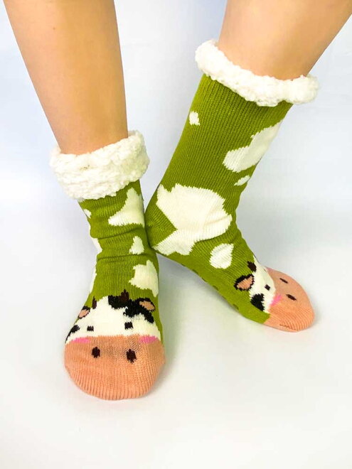  Dámske veselé ponožky s kravičkou EJ-2002