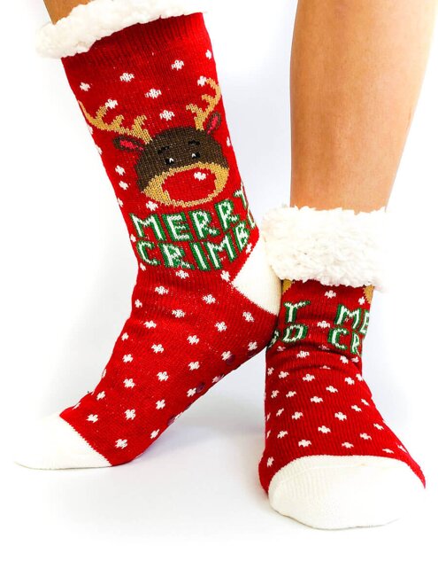 Dámske vianočné ponožky MERRY CRIMBO L26002 červené