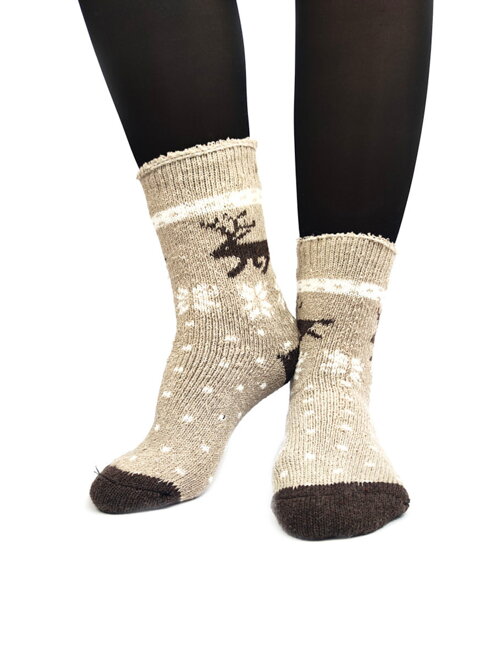 Vianočné dámske ponožky sobík capuciino