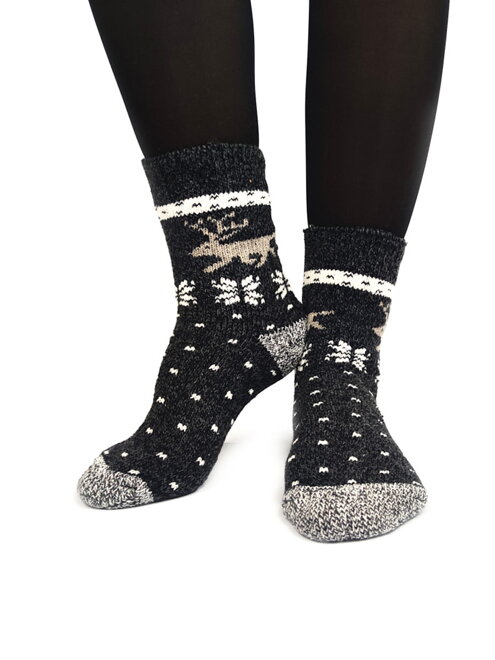 Vianočné dámske ponožky sobík šedé