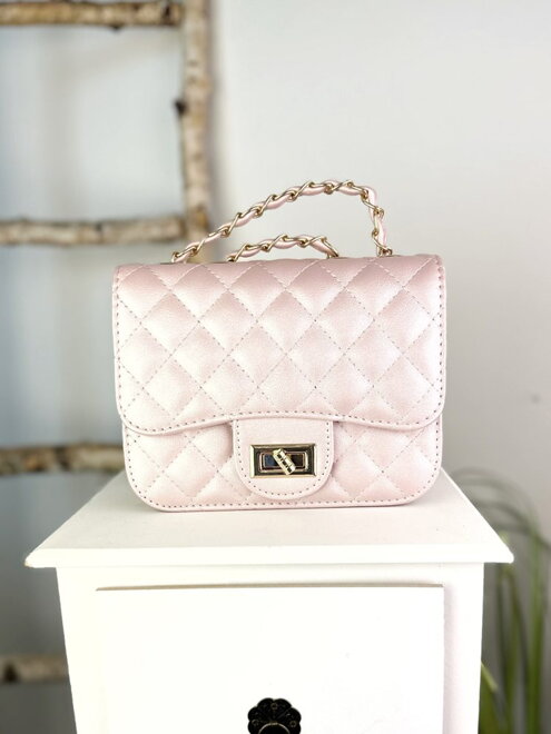 Perleťovo ružová dámska crossbody kabelka 