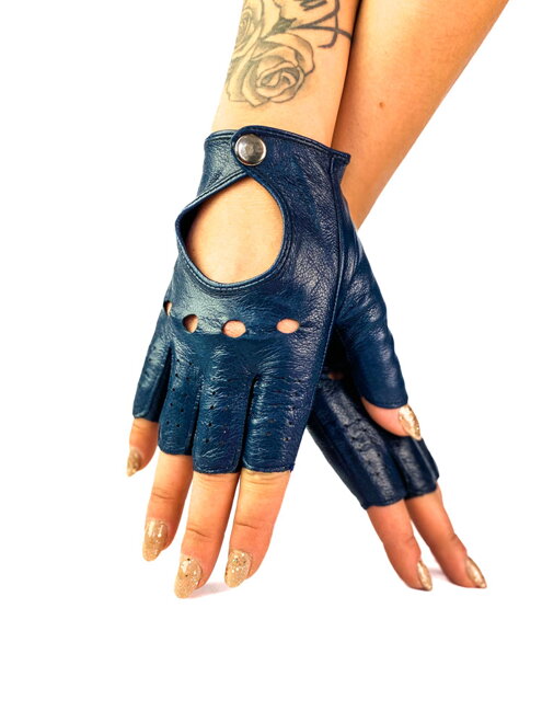 Štýlové dámske jazdecké rukavice v tmavo-modrej farbe