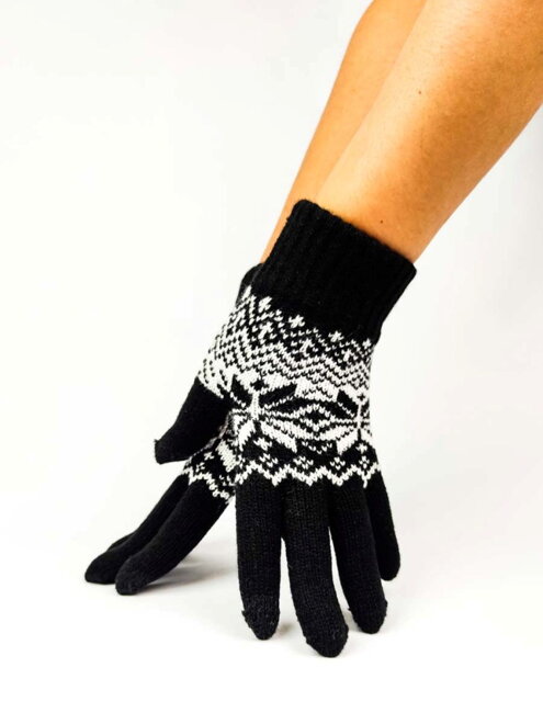 Dámske čierne rukavice so vzorom