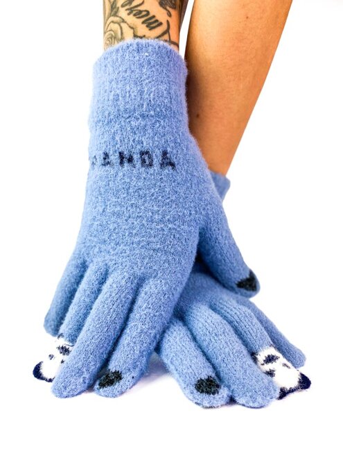 Dámske pletené rukavice PANDA modré