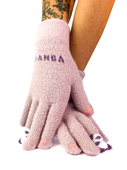 Dámske rukavice PANDA v ružovej farbe