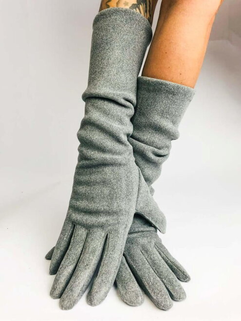 Dámske dlhé rukavice v sivej farbe 