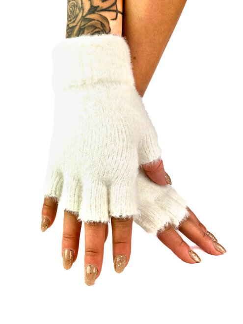 Dámske bezprstové rukavice biele