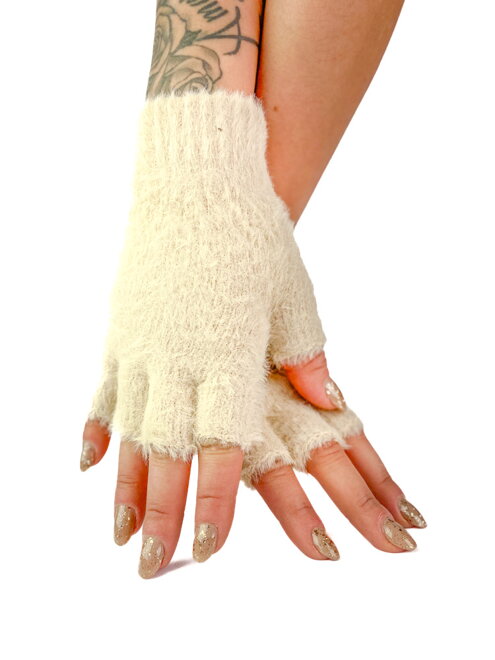 Krémové bezprstové rukavice 