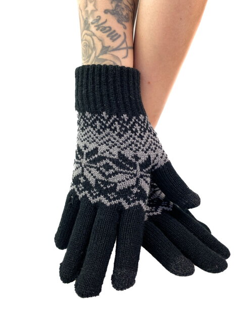 Dámske pletené rukavice v čiernej farbe