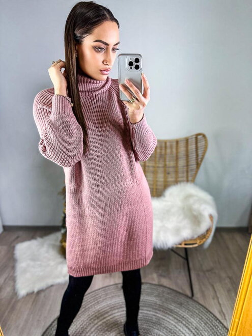 Dámsky pletený sveter v staro-ružovej farbe