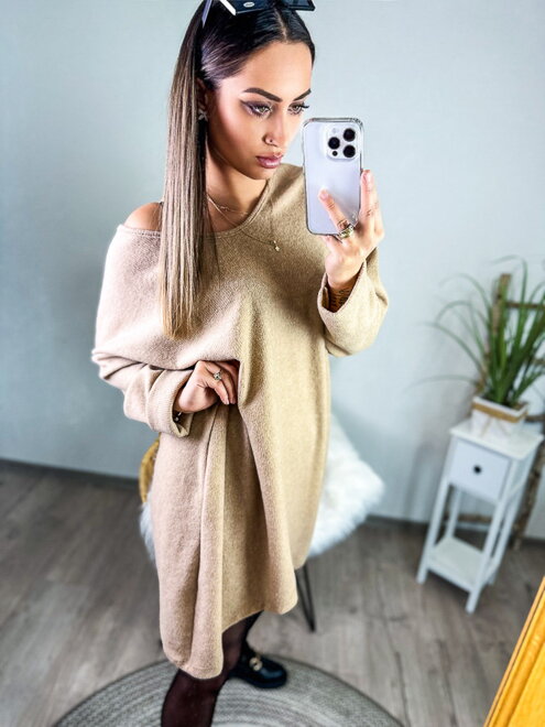 Dámsky oversize sveter camel 