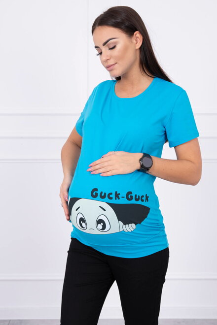 Dámske tehotenské tričko tyrkysové 2992