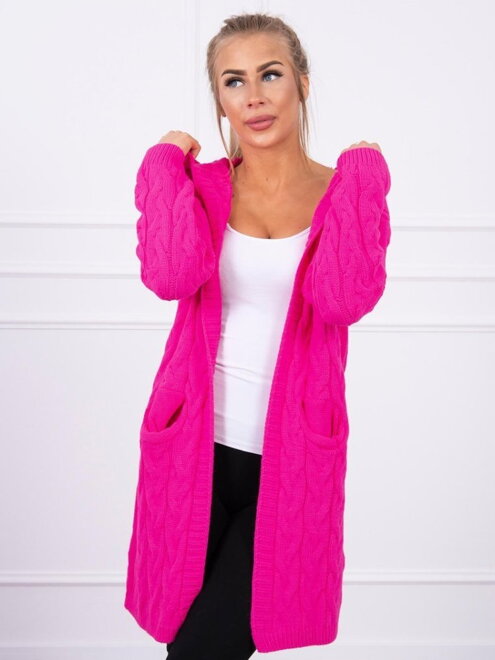 Kardigán s kapucňou v neón ružovej farbe 2019-24