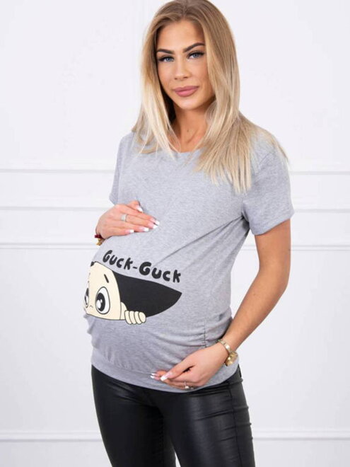 Tričko pre tehotné s obrázkom 2992 sivé