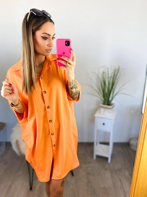Košeľové šaty v oranžovej farbe