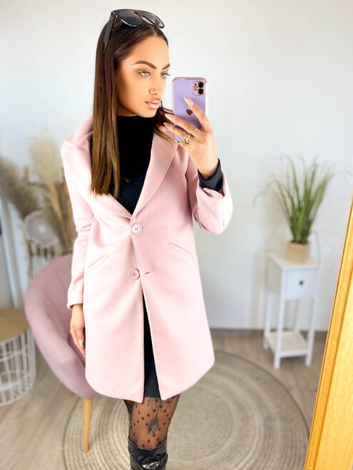Elegantný dámsky kabát v ružovej farbe 