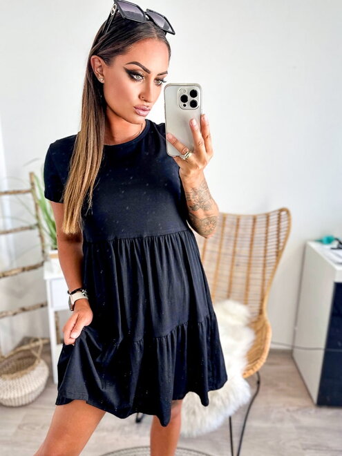 Voľné dámske letné šaty v čiernej farbe 