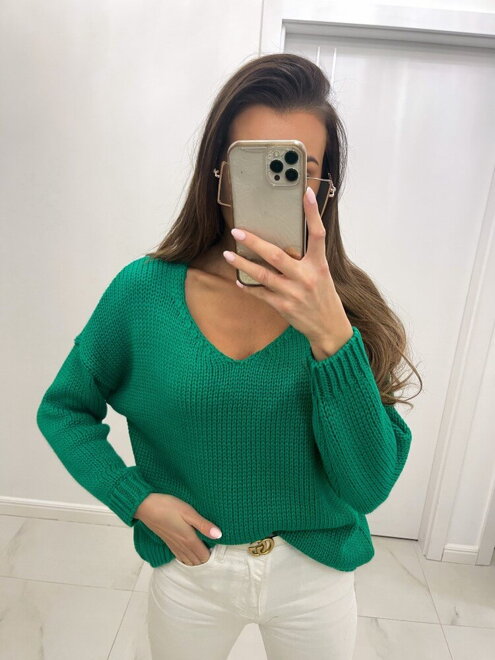 Dámsky pletený sveter SW05-20 zelený