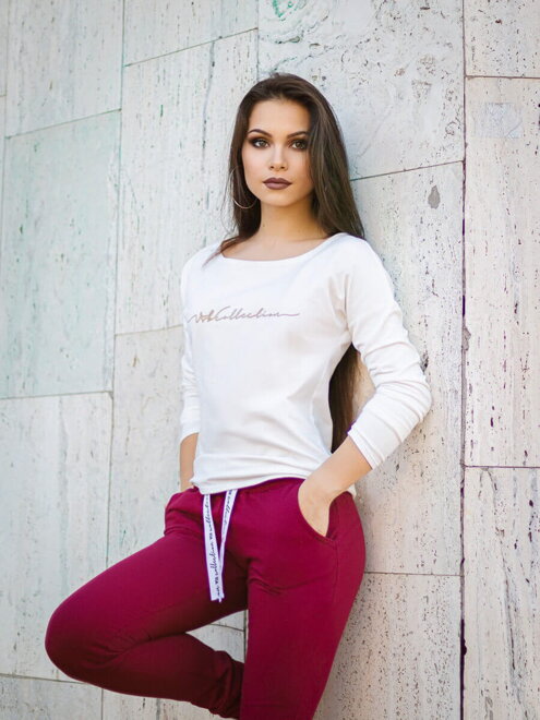 Dámska tepláková súprava VSB11 bordo + cream
