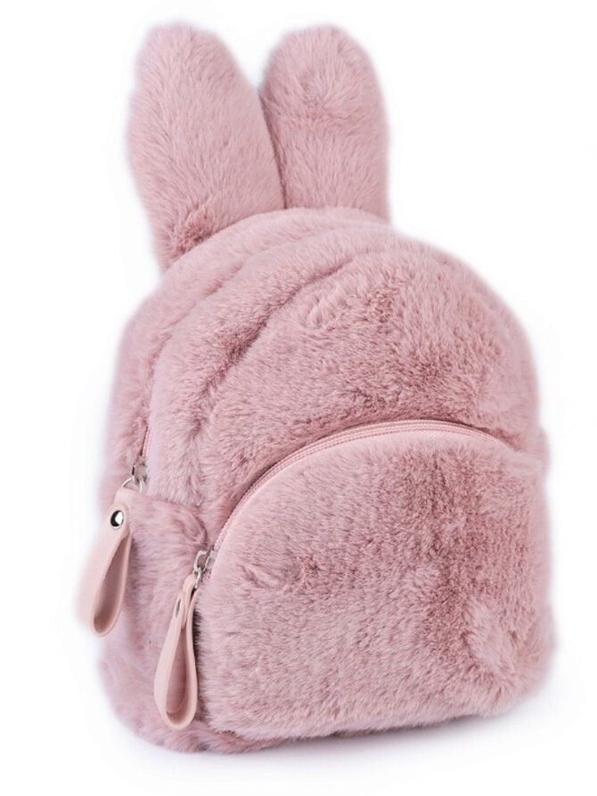 Detský kožušinový batoh zajačik ružový 770795