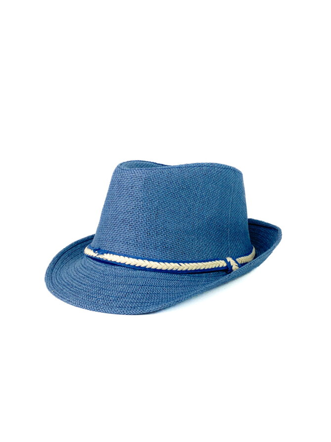 Trendy tmavo-modrý slamený klobúk pre pánov 17-201