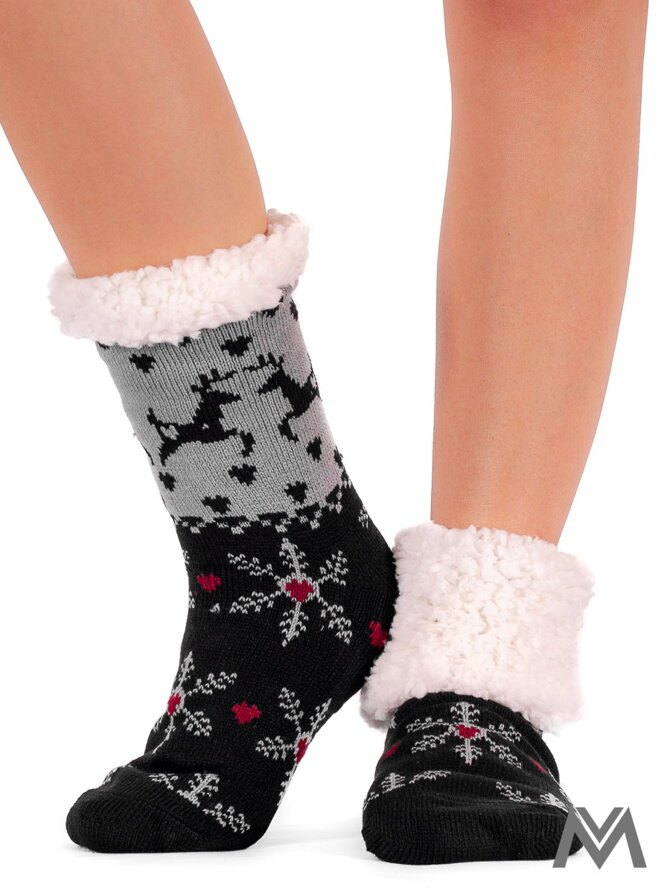 Dámske termo ponožky snehová vločka čierne