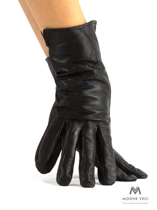 Dámske kožené rukavice v čiernej farbe