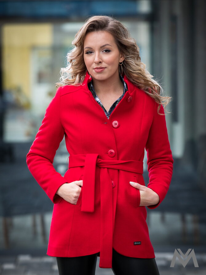 Luxusný dámsky kabát IGA- červený