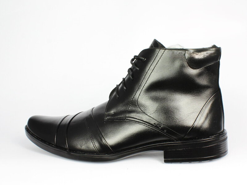 Elegantné kožené topánky pre muža na zimu 85-4b čierna
