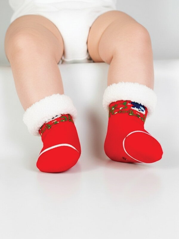 Ponožky pre babätká MERRY CHRISTMAS červené