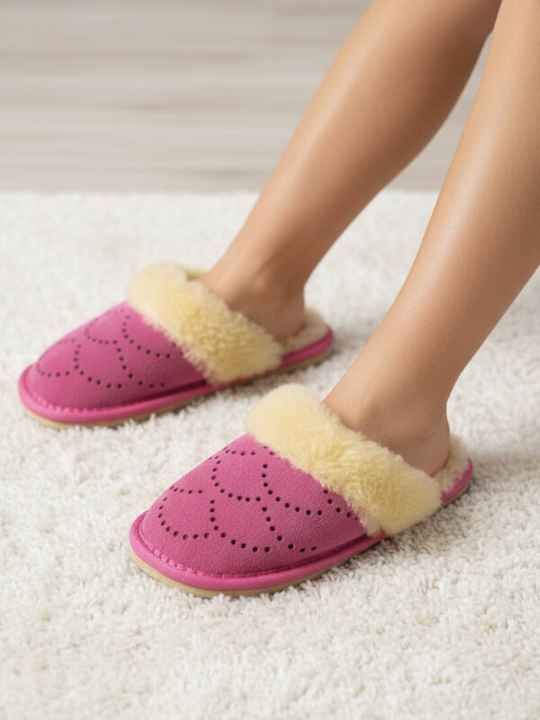 Detské papučky ružové s umelou kožušinkou 02 veľ 27-34