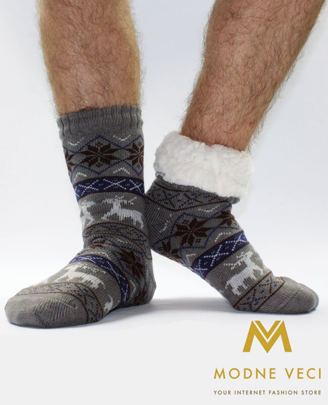 Pánske termo ponožky - protišmykové 13 sobík svetlo sivé