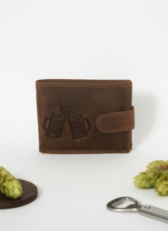 Pánska kožená peňaženka vzor pivo